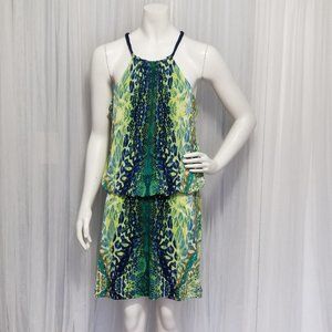 Snake Print Dress Green/Navy 14